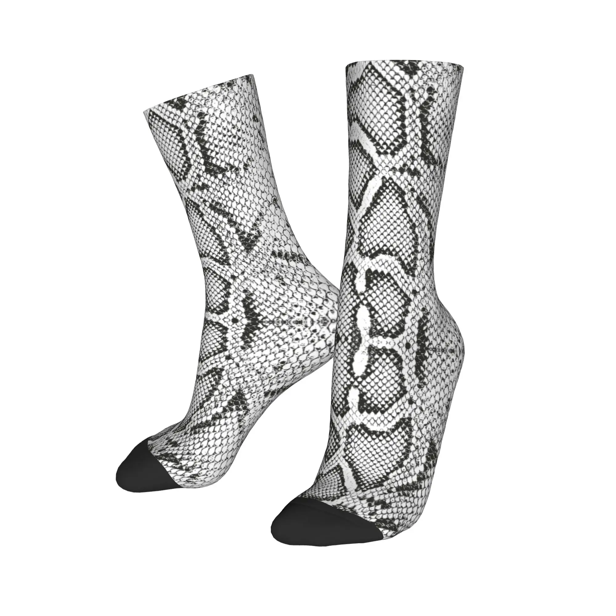 Calcetines con estampado de textura animal de piel de serpiente para hombres y mujeres calcetines cálidos con estampado 3D para deportes de baloncesto