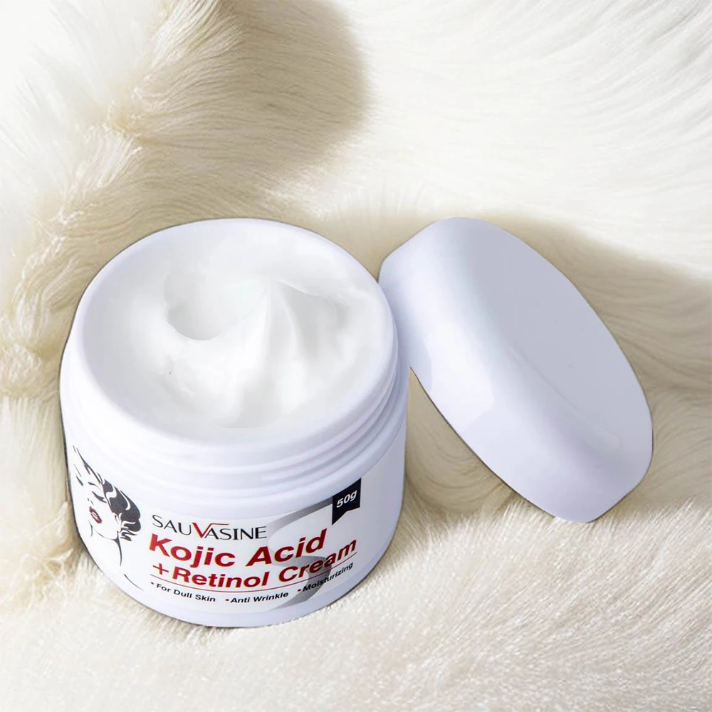 50g Kojic Acid Facial Cream Whitening Moisturizing Reducing Fine Lines Brighten Skin Tone Lightening Spots Cream Skin Care - Image 4