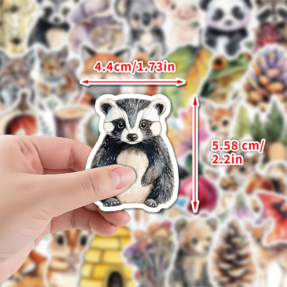 10/30/50/100 Uds. Pegatinas de animales del bosque de dibujos animados Retro pegatina de grafiti de acuarela divertida para ordenador portátil diario bicicleta calcomanías para teléfono al por mayor