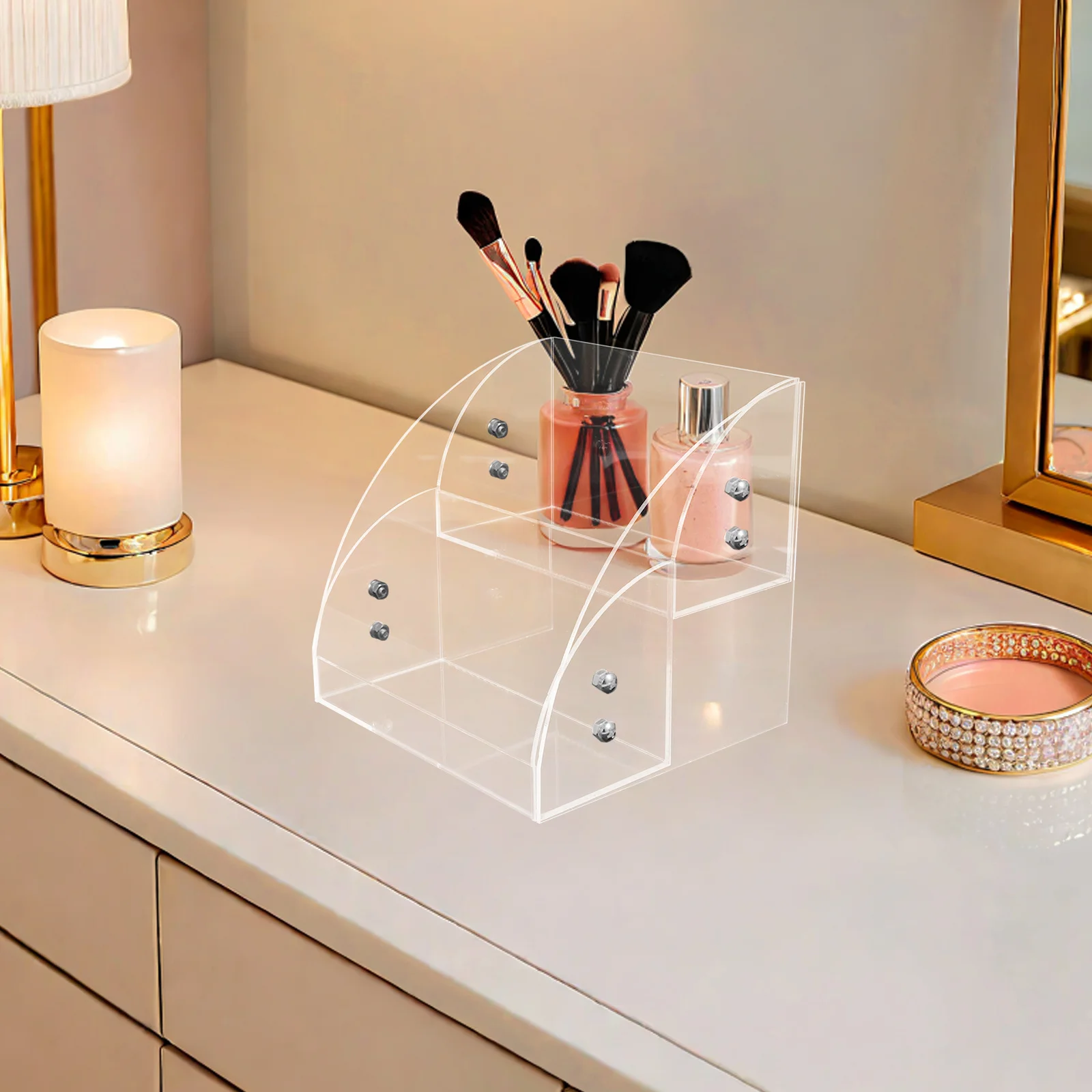 

Acrylic Organizer Box Clear Waterproof Makeup Storage for Sheet Masks and Skincare Essentials Minimalist Vanity Top