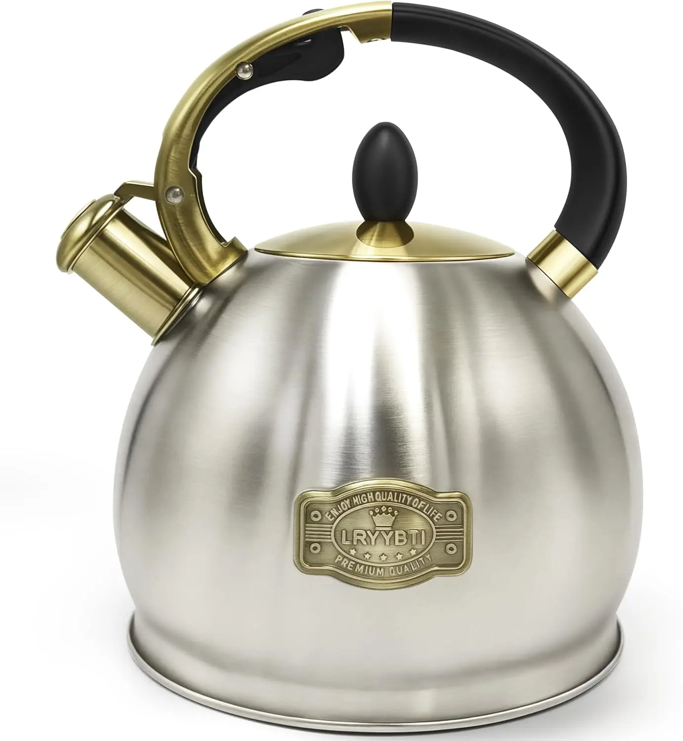 

Stainless Steel Whistling Tea Kettle, 5-Layer Base for Camping & Kitchen, Brushed Finish, 2.64 Qt Capacity