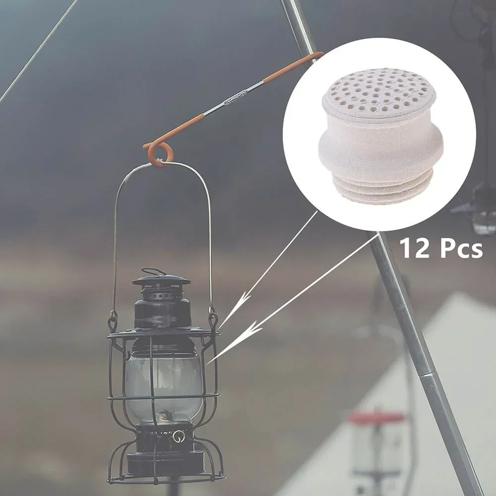 12 pçs querosene lanterna bico cabeça de pressão ao ar livre lâmpada de iluminação óleo bocal cerâmica luzes mantles para acampamento caminhadas
