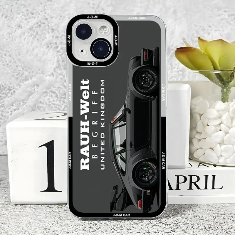 Miniso Japan Sports Car Jdm Drift RWB 911 964 933 Phone Case For IPhone 16 15 14 13 12 11 Pro Max Plus Mini XS X XR