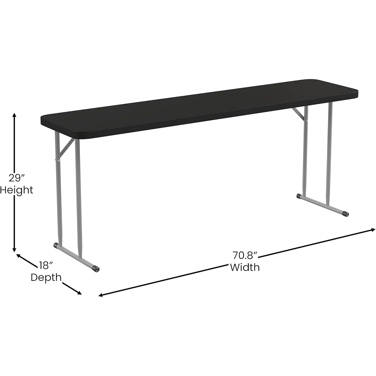 6-Foot Black Plastic Folding Training Table