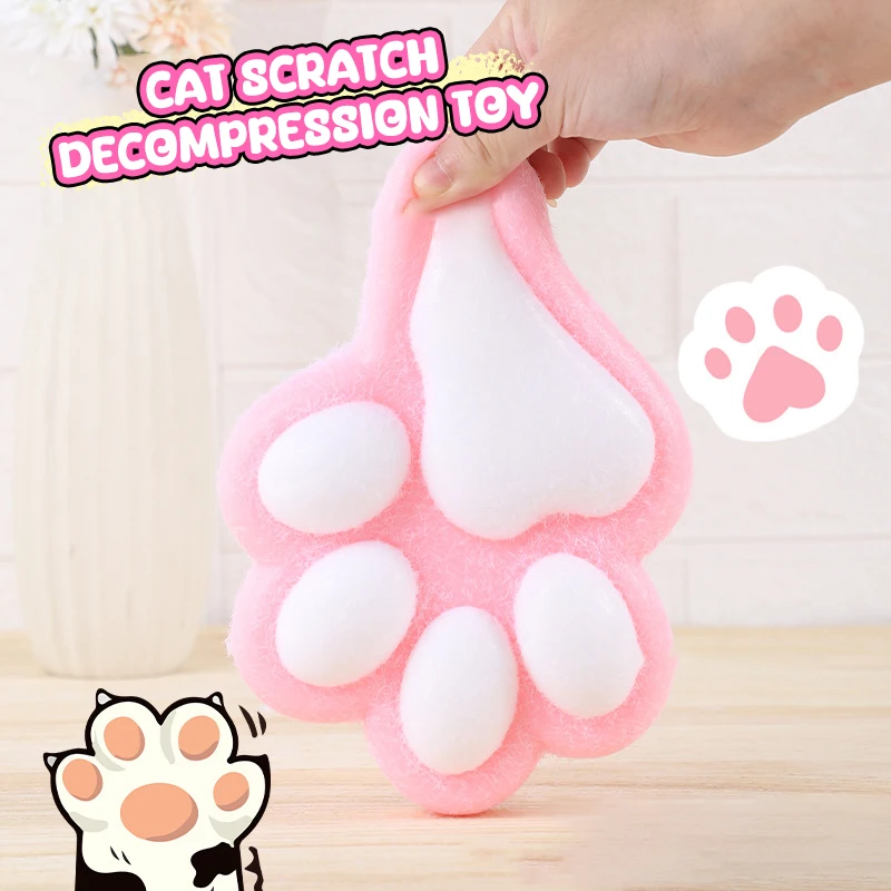 High Quality 400g Super Big Handmade Super Soft Silicone  Flocking Cat's Paw Relieve Stress And Release Toys