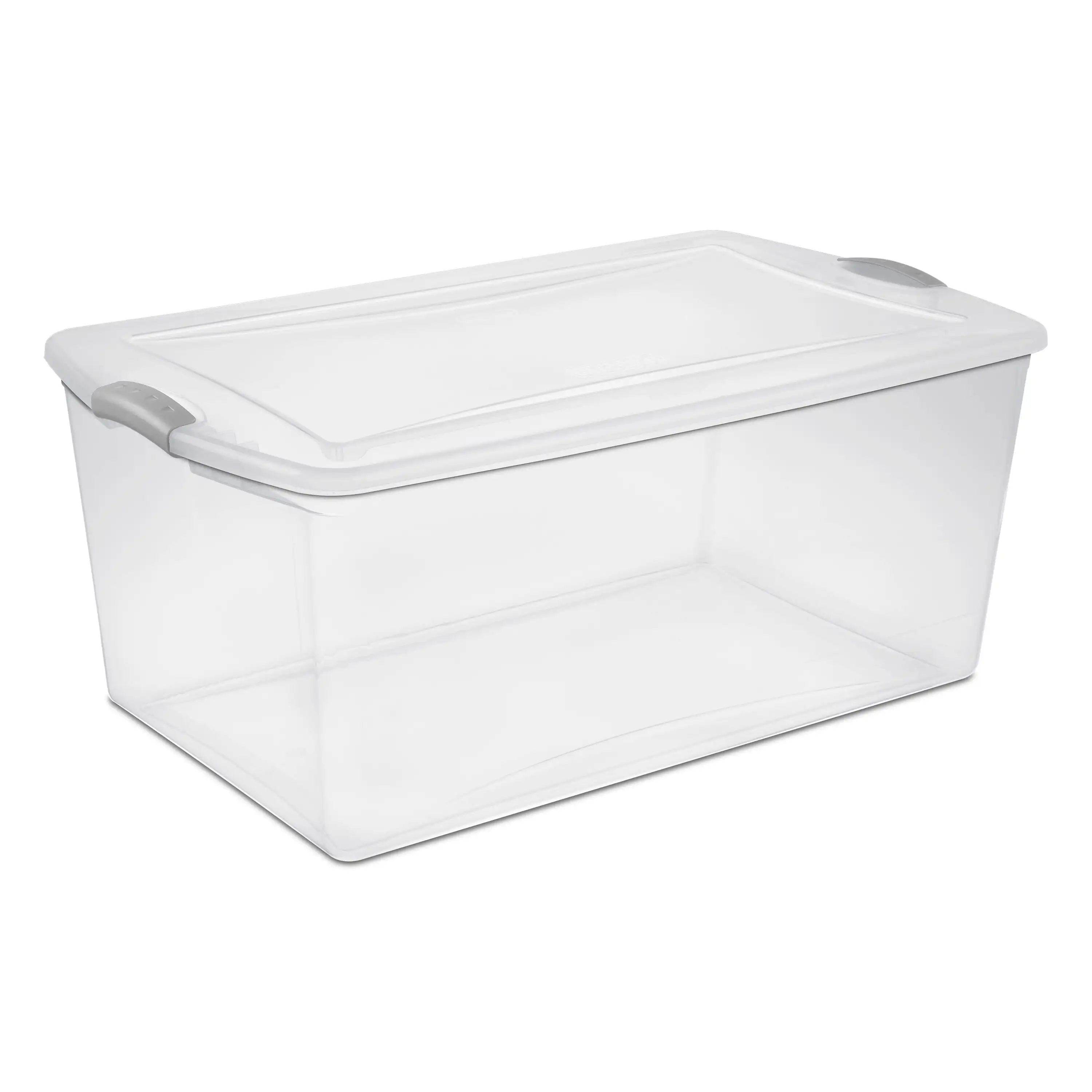 105 Qt. Clear Plastic Latching Box, Gray Latches with Clear Lid