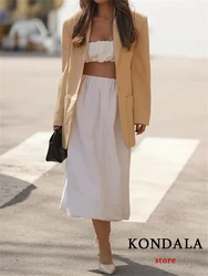 KONDALA Sexy White Beach Style Women Sets Cropped Tops Women+High Waist Ruffles Long Skirts Fashion 2024 Summer Holiday Sets