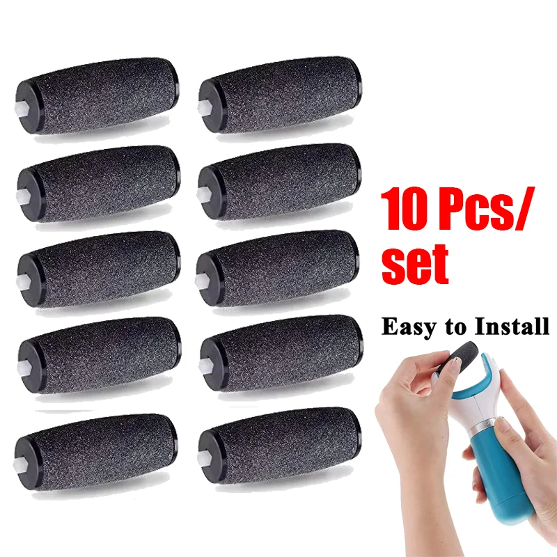 

10 Pcs Foot Care Tool Heads Pedi Hard Skin Remover Refills Replacement Rollers For Scholls File