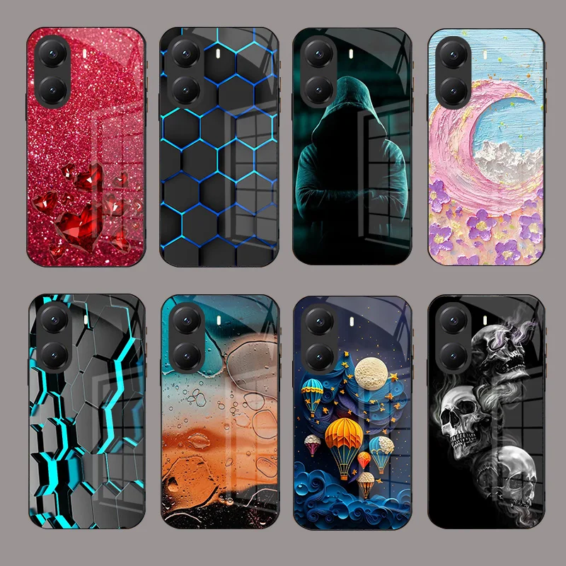 Luxury Tempered Glass Case For Poco X7 Pro PocoX6 F6 X5 Pro Case Hard PC Shockproof Protector Cover Poco X6 Pro Cartoon Capa view 2