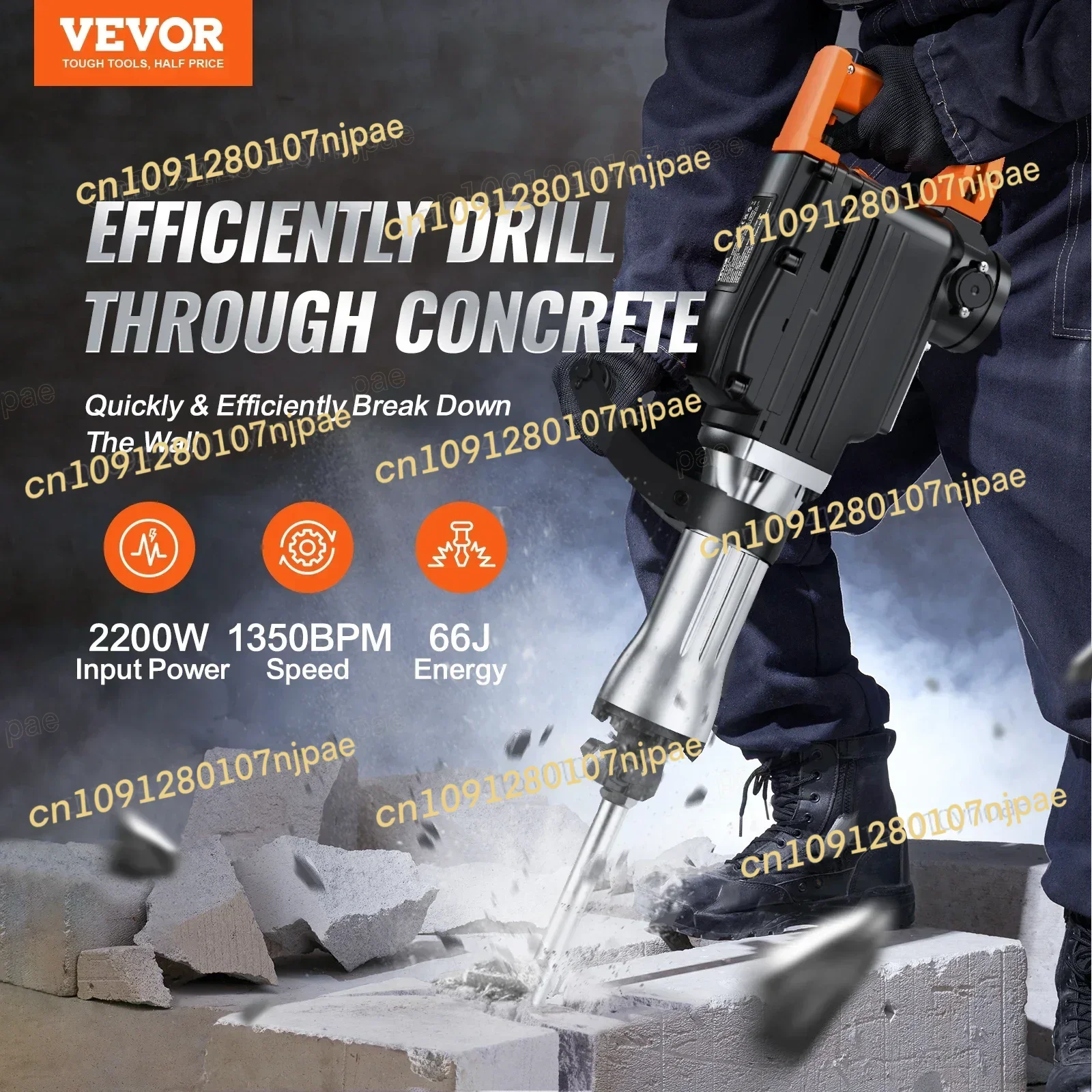 

Demolition Jack Hammer 2200W Electric Jackhammer Heavy 1350 BPM