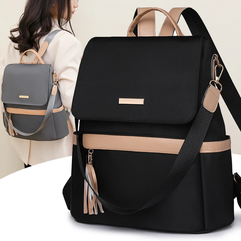 1 Anti-Theft Medium-Sized Classic Backpack With Black Minimalist Adjustable Shoulder Straps, Perfect For Outdoor, Travel, And Ba