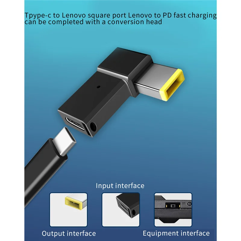 100W USB Type C Female to Square PD Plug Converter USB-C Fast Charging for Laptop DC Power Adapter Connector