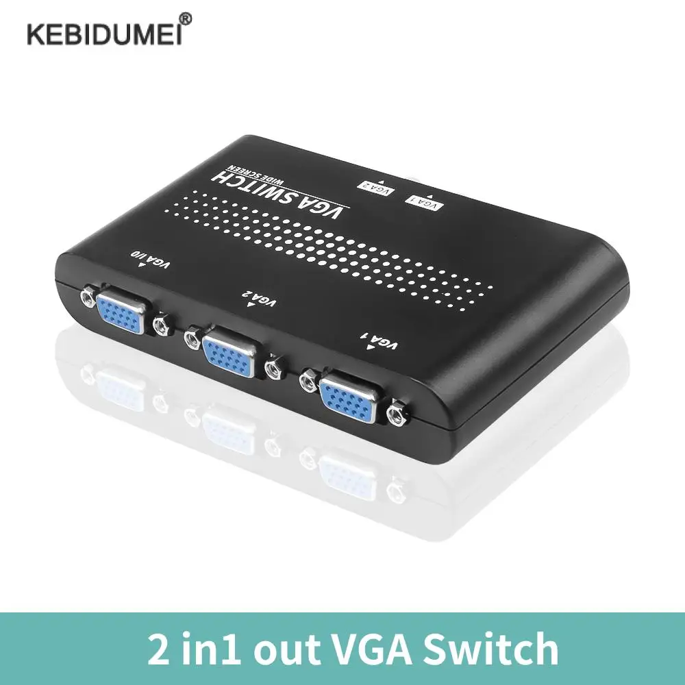 2 In 1 Out VGA Splitter Switch Manual Sharing Selector Switch Switcher Box 2 Ports VGA Selector Box for PC Monitor Accessories