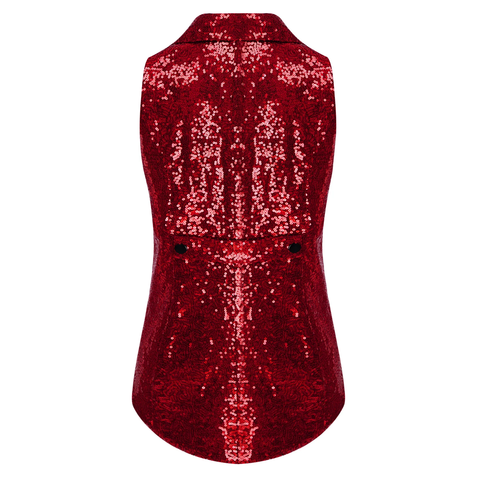 Kids Boys Shiny Sequin Blazer Tuxedo Waistcoat Wedding Party Dancing Tailcoat Vest Halloween Carnival Circus Magic Shows Costume