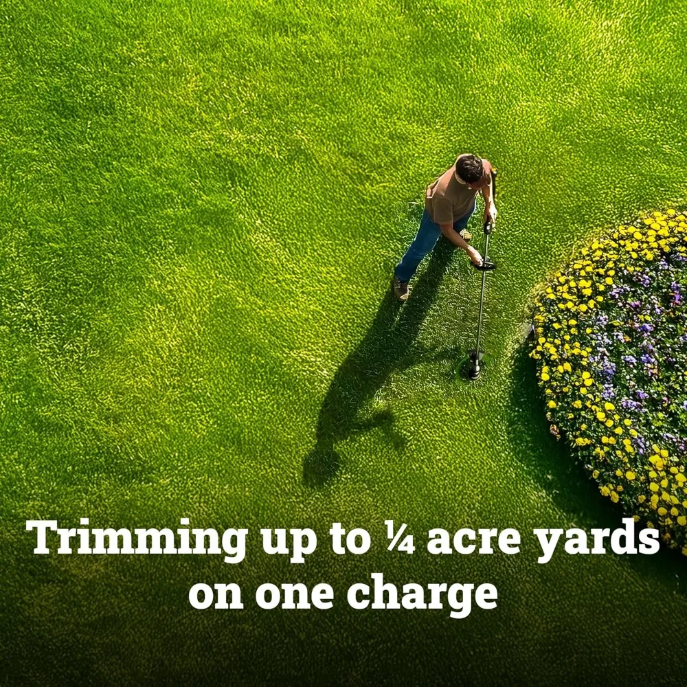 ماكينة تشذيب الأعشاب اللاسلكية WORX 20 فولت، ماكينة تشذيب الأعشاب مقاس 13-15 بوصة مع محرك بدون فرش، طاقة مكافئة للغاز، إعادة تحميل سريع للخط