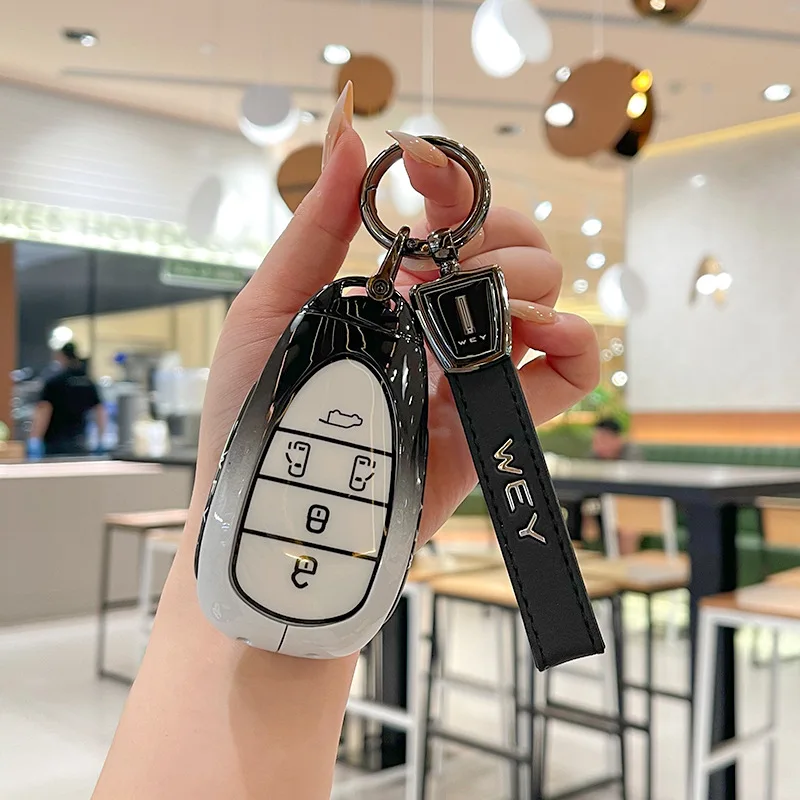 

Premium Zinc Alloy Key Cover Case for WEY Gaoshan/Lanshan DHT PHEV (2023) - Protective Key Fob Shell Key Bag Chain
