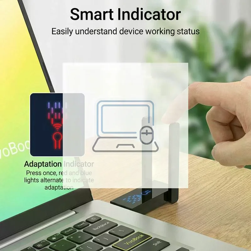 5G Dual Band USB 3.0 Wireless Network Adapter 1300Mbps No Driver Needed Easy Use for Office PC Desktop Streaming