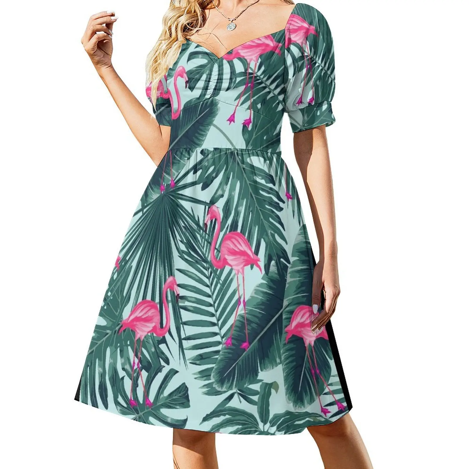 

tropic abstract flamingo Short Sleeved Dress evening dress women dresses for official occasions Womens dresses Dress