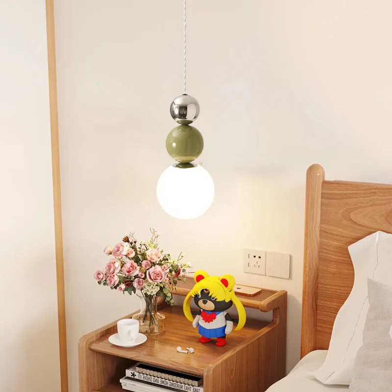 Lampe suspendue de chevet style crème perle, lampe suspendue haut de gamme pour chambre d'enfant