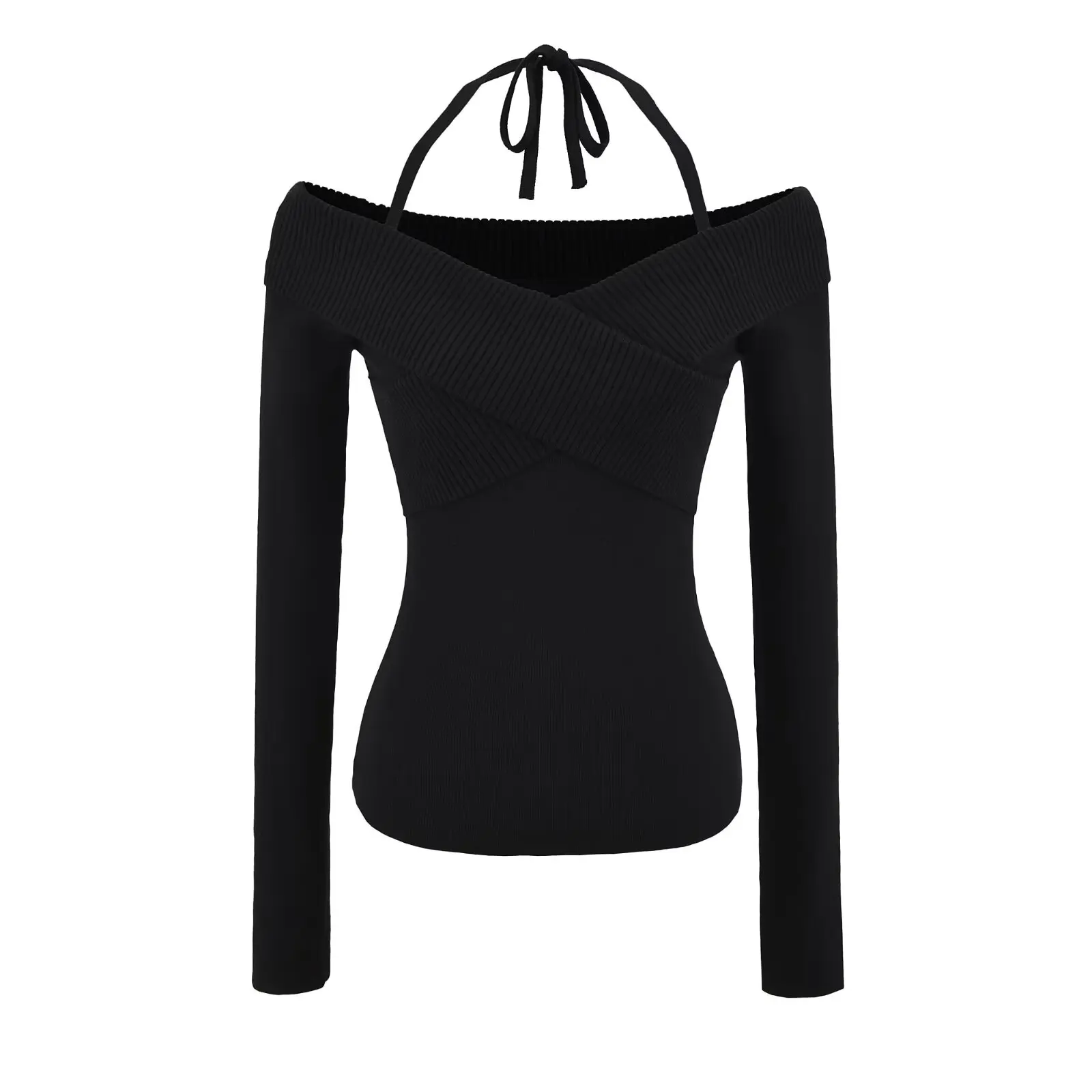 Rosa One-Shoulder-Strickpullover Damen Frühling Herbst Slim Fit Inner Wear Base IRT Ort Top Pure Desire Sle
