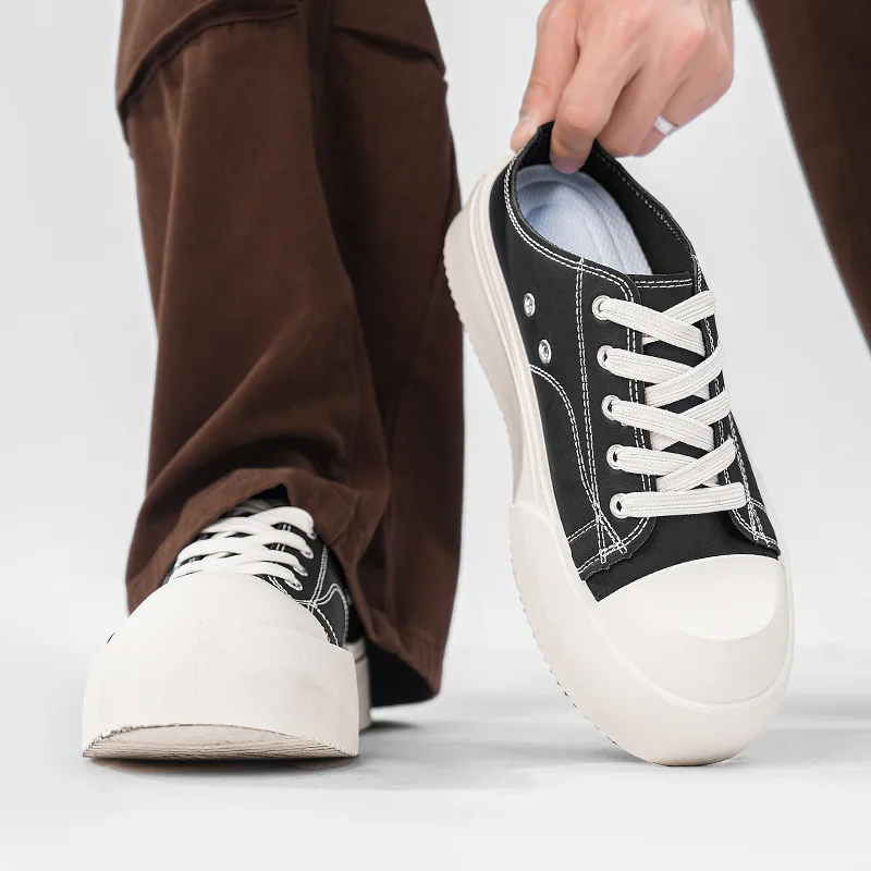 Shoes for Man Half Slippers Fashion Big Head Casual Shoes Men Low-top Lazy Baotou Slippers Men's Soft Chunky Support Shoes 2025