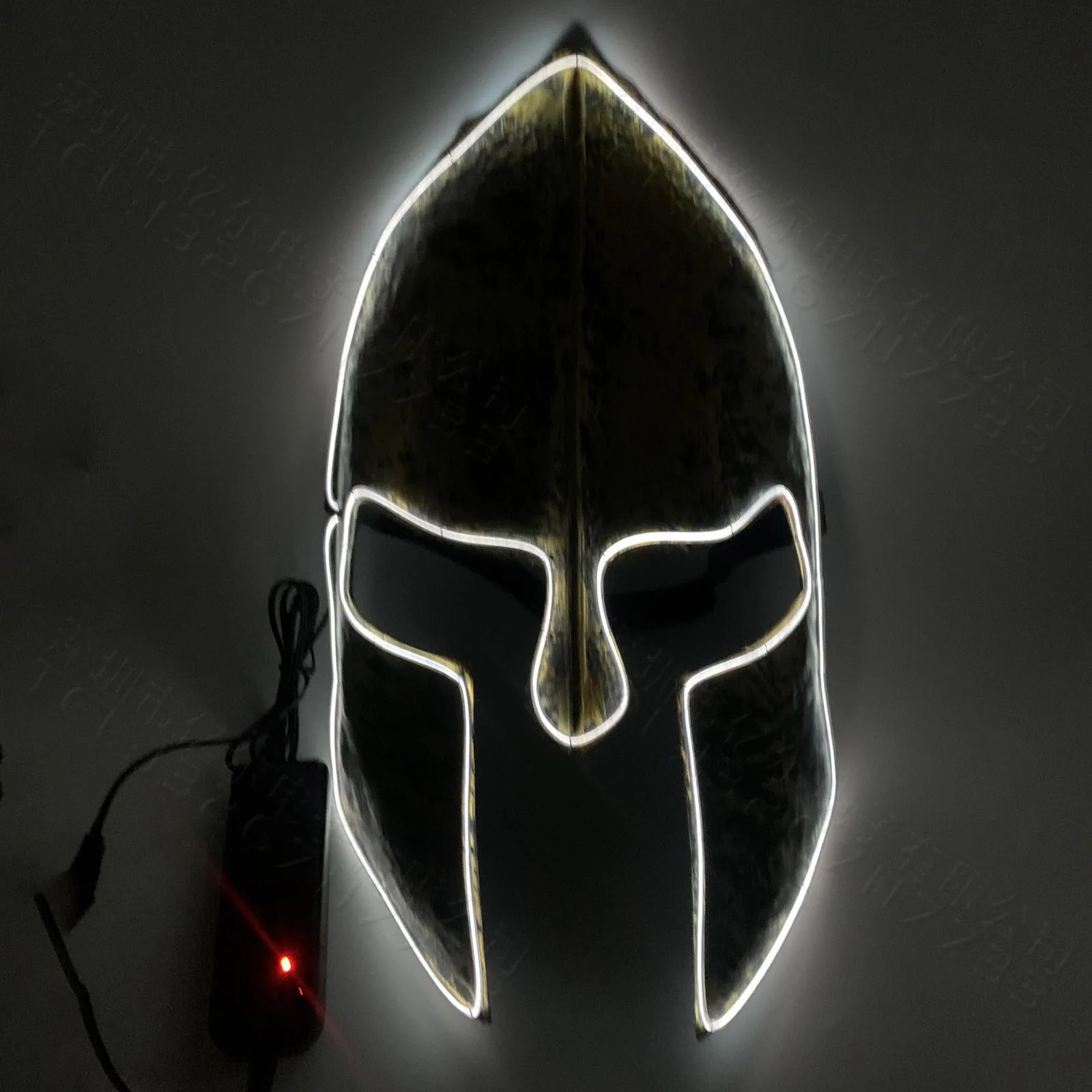 Medieval Knight Gladiator LED Mask Spartan Roman Warrior Greek Costume Helmet Headwear Accessory for Halloween Cosplay Dress Up