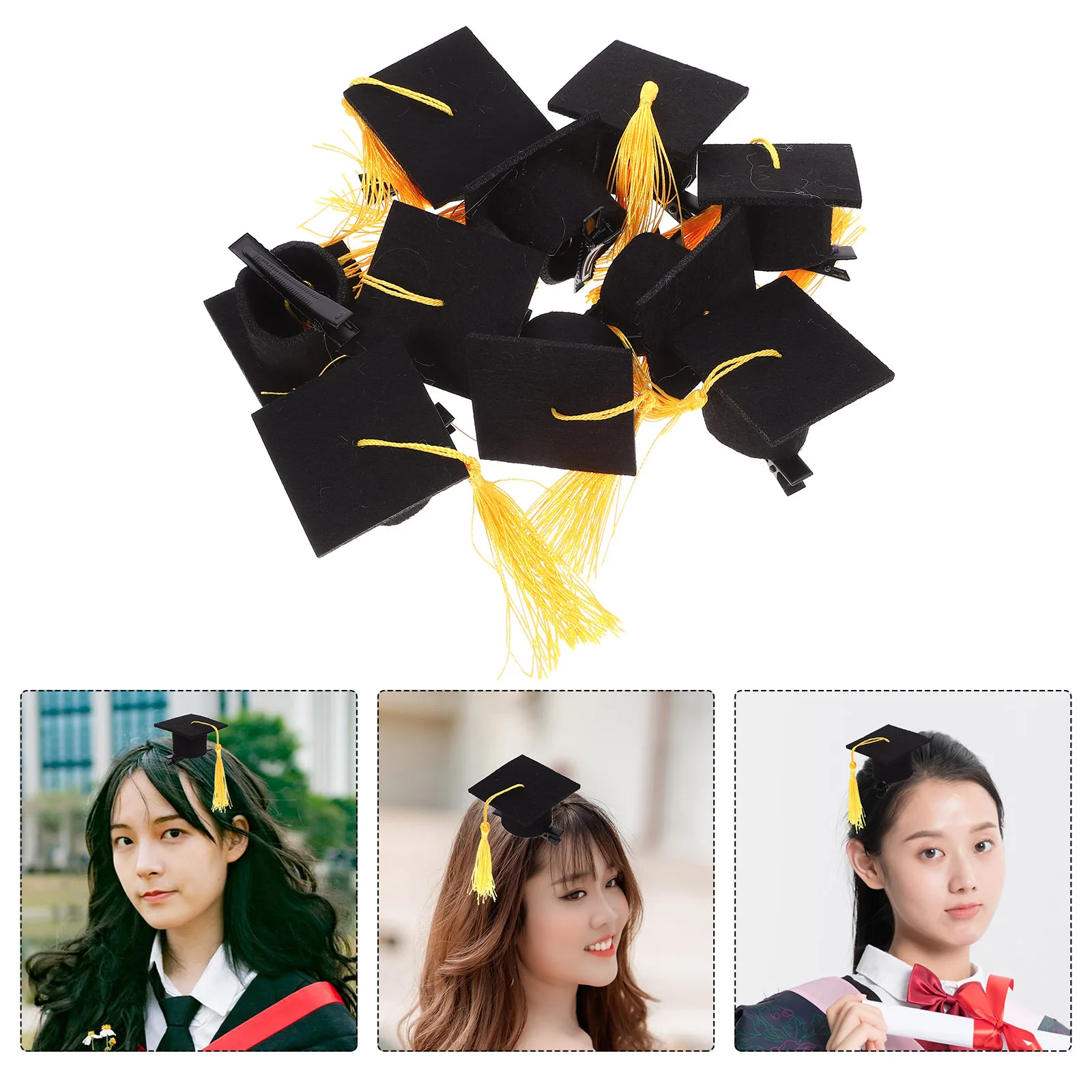 

10Pcs Doctoral Hat Hairpins Mini Graduation Cap Design for Graduation Party Favors Hair Accessories Small Hair Clips