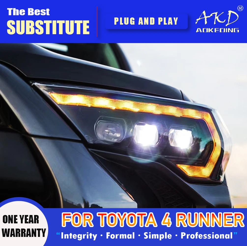 AKD Head Lamp for Toyota 4Runner LED Headlight 2013-2019 Headlights Runner DRL Turn Signal High Beam Angel Eye Projector Lens