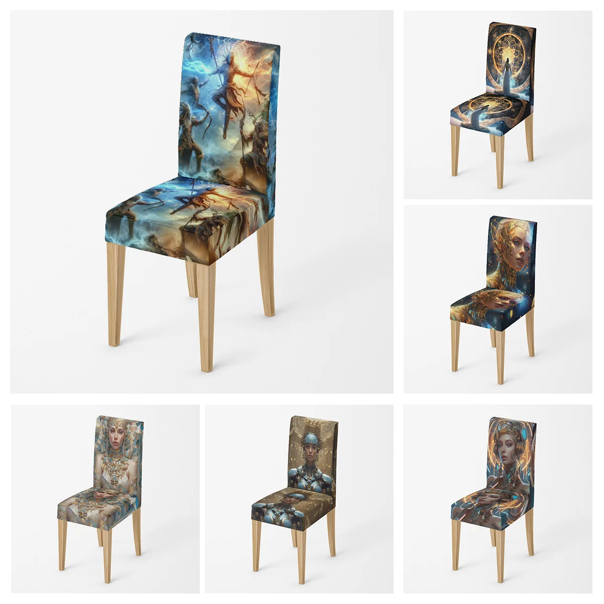 

Домашние чехлы на стулья, кухонная Регулируемая обеденная эластичная ткань, искусственный свадебный стол, стрейчевая спинка, Древний Египет, Фараон, ретро