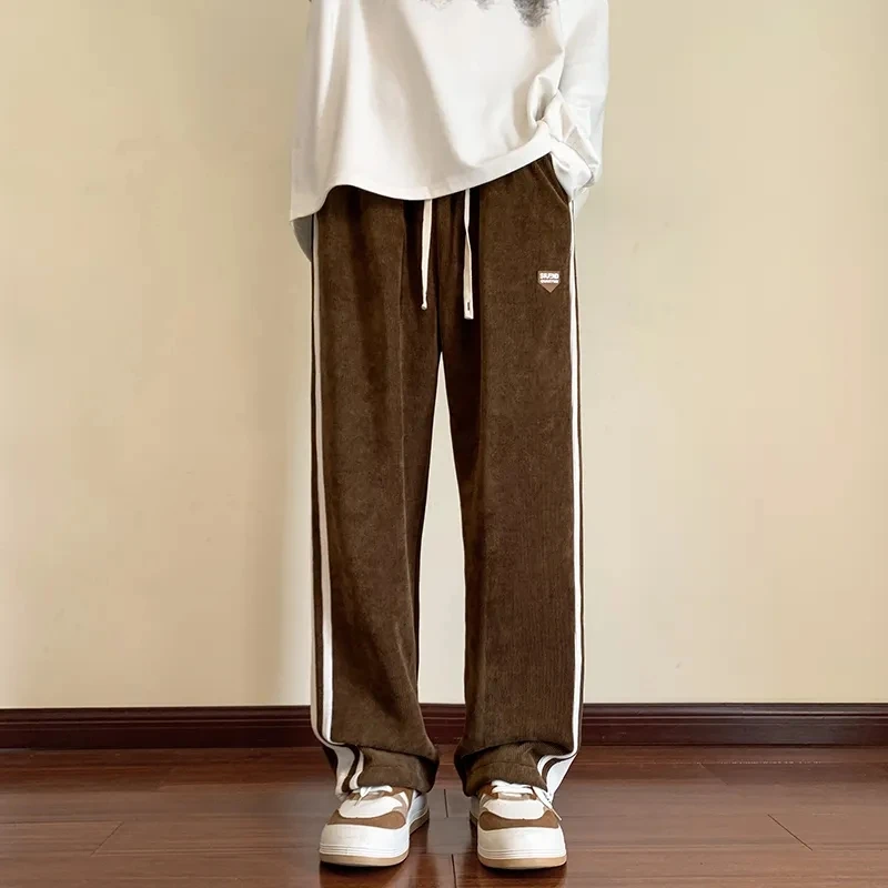 Baggy Striped Sweatpants for Men Straight-Leg Pants Fashion Hip Hop Streetwear Harajuku Trousers Casual Bottoms Y2K Clothes Fema