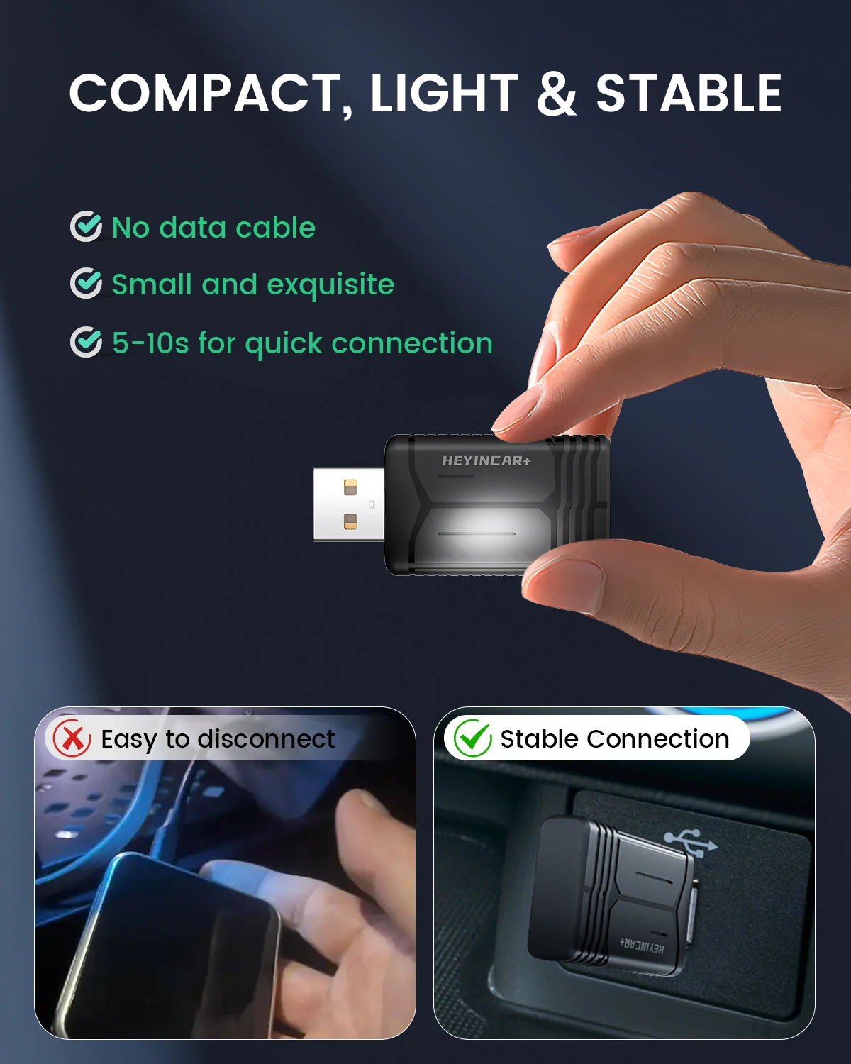 2026 NEW Wireless CarPlay Adapter 2-in-1 Wired to Wireless Dongle for Apple & Android Auto Plug and Play Universal Car Accessory view 5