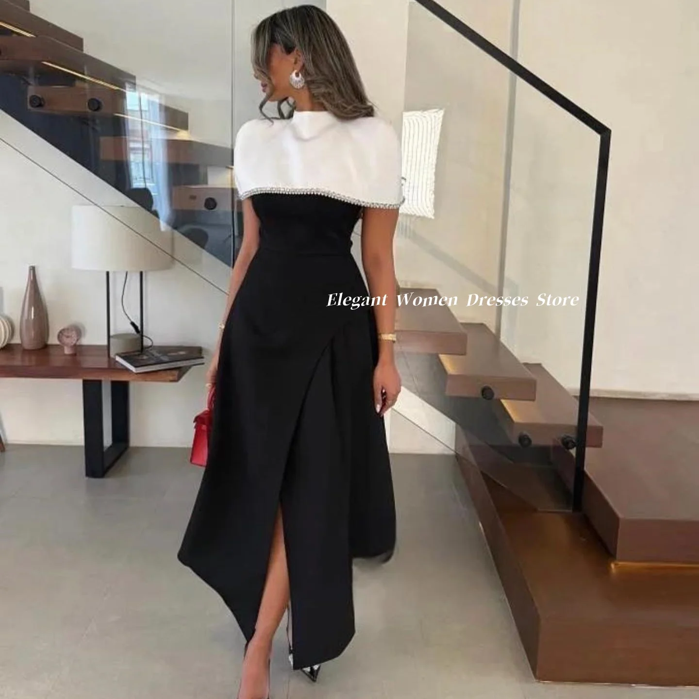 Mermaid Evening Dresses with Slit Satin Saudi Arabia Women Party Dresses Vestidos De Fiesta شارون سعيد فساتين سهره Customized