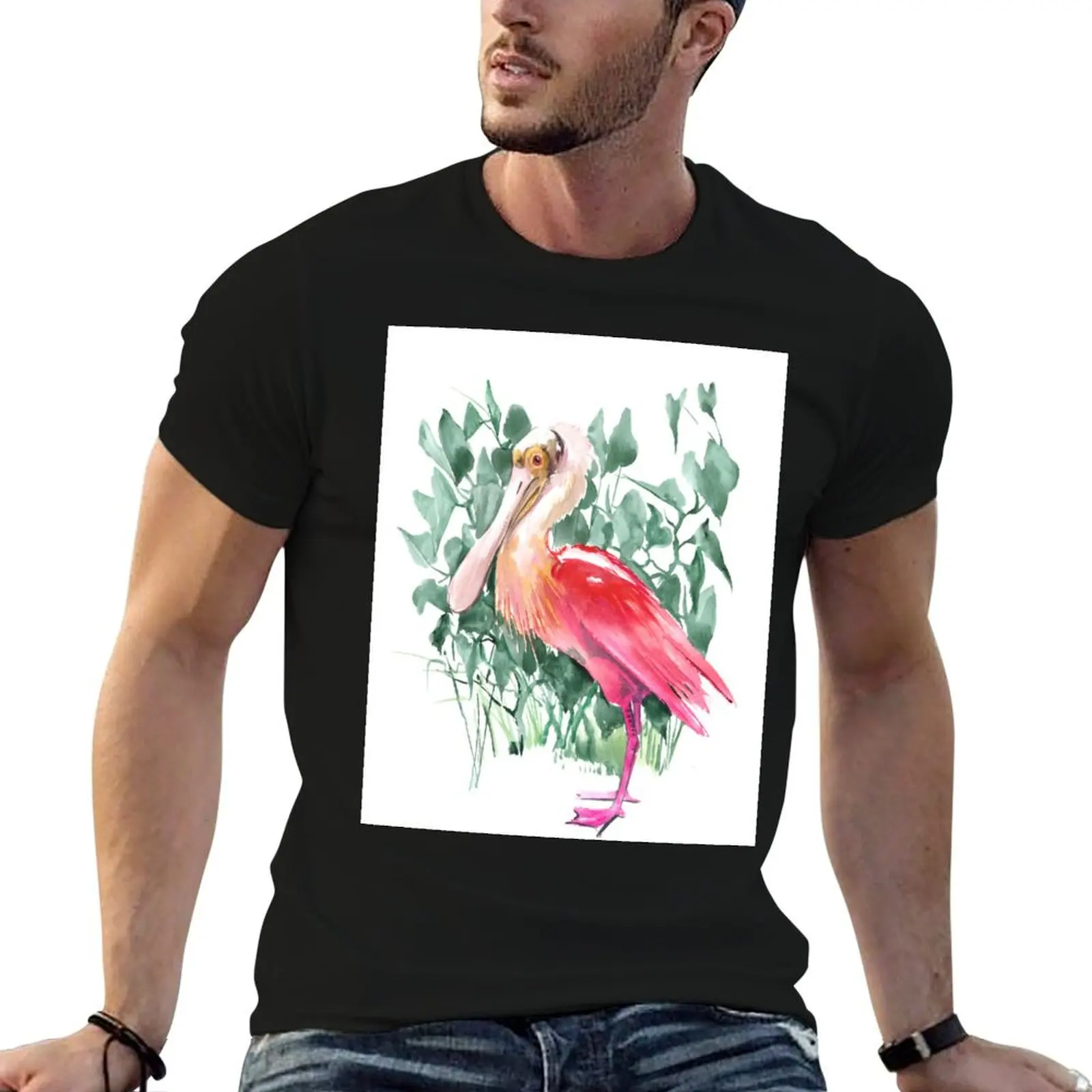 

roseate spoonbill T-Shirt cotton tshirt 100% anime t shirts for man man t shirts for men T-Shirt