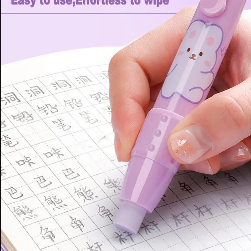 1 шт., ластик со сменным сердечником, милые Мультяшные Ластики-карандаши для детей, выдвижной ластик-карандаш, резиновый мягкий стержень