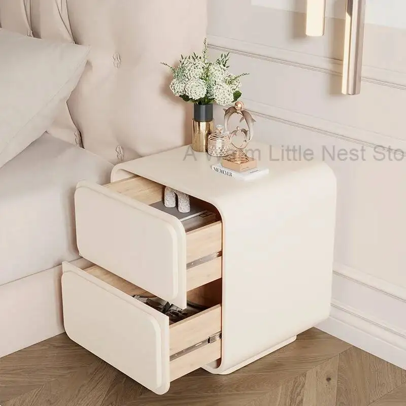 

Simple White Nightstands Drawers Bedroom Modern Mid Century Bedside Table Aesthetic Narrow Cheap Table De Chevet Home Furniture