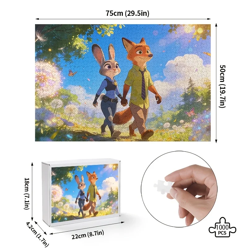 1000 stuks Disney Zootopia Judy & Nick Wilde posterpuzzel - & hersenkraker voor volwassenen, uitdagende puzzels geschikt voor gezinnen,