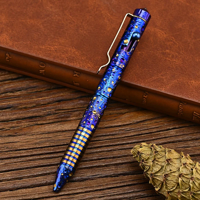 

Titanium Alloy Tactical Pen Hand Carved Star Sky Limited Edition Tungsten Pen Decompression EDC Metal Signature Neutral Pen