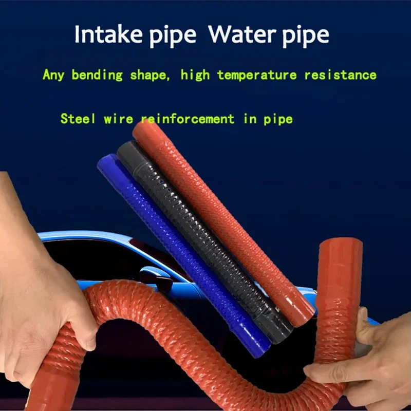 ID38-65MM Black Universal Car Silicone Steel Wire Flexible Hose Radiator Tube Pipe For Air Intake High Pressure High Temperature