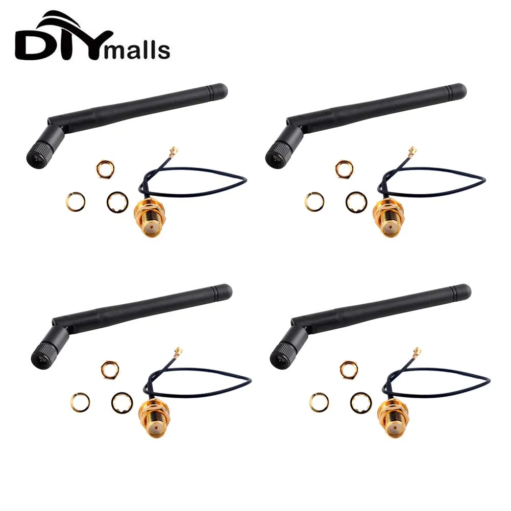 4PCS 2DBi IPEX to SMA Antenna 868MHz 915MHz U.FL to Female SMA I-PX Extension Pigtail Cable for Lora32u4 II Lora Module DIY