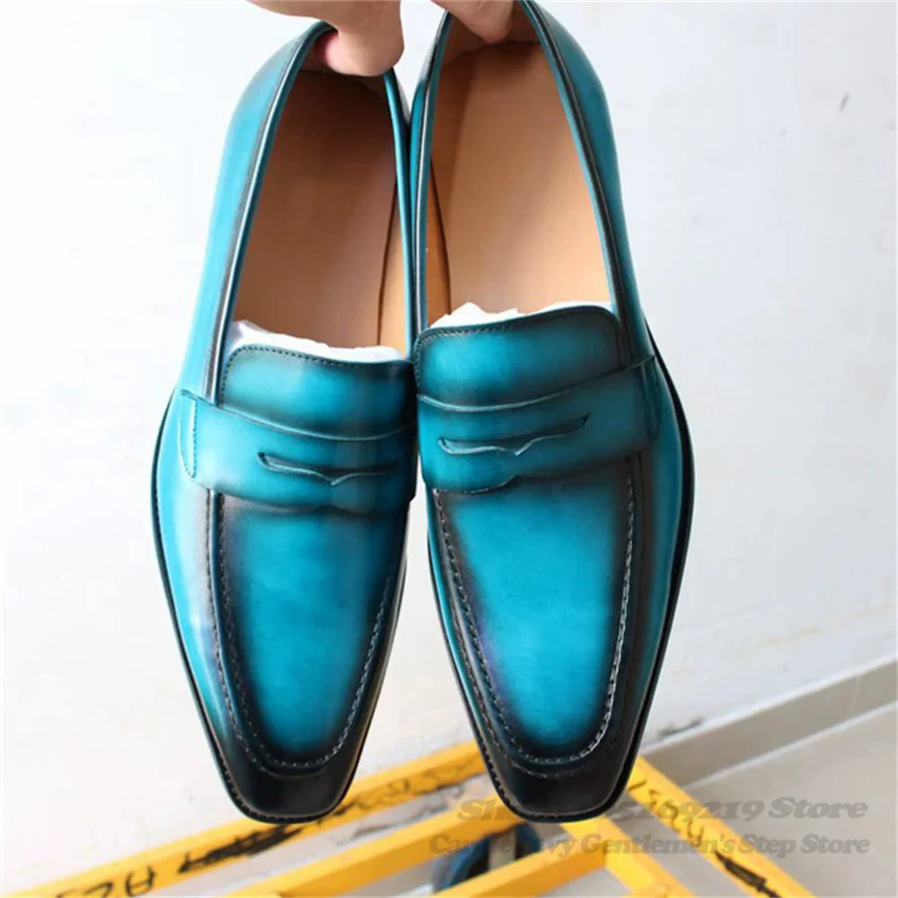 

Men's Loafers Round Toe One Foot Casual Leather Shoes Solid Color Slip On Business Formal Comfort Flat Bottom Penny Shoes