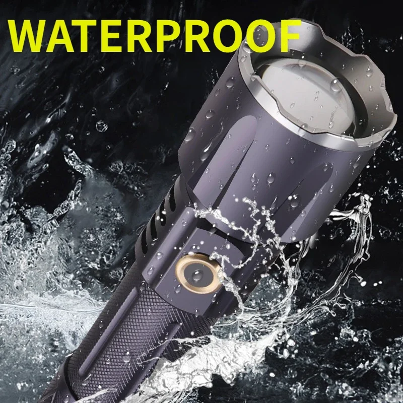 Super Bright LED White Laser Flashlight Long Range Zoomable Torch USB Rechargeable Outdoor Work Light for Outdoor Camping