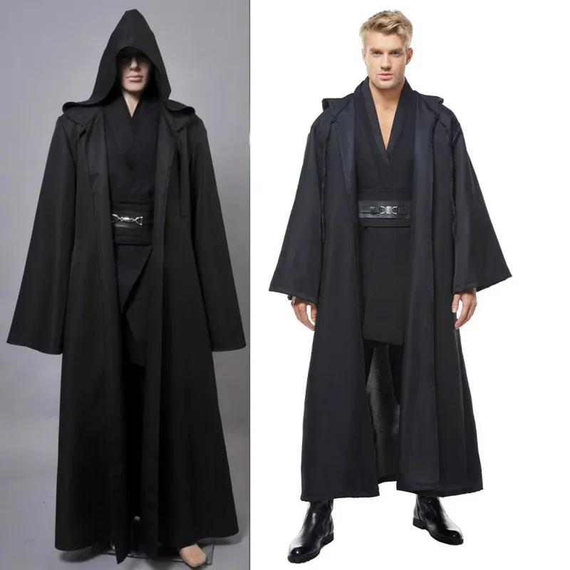 

Movie Costume Anakin Cos Skywalker Cosplay Costume Halloween Outfit Black Cloak For Adult Men