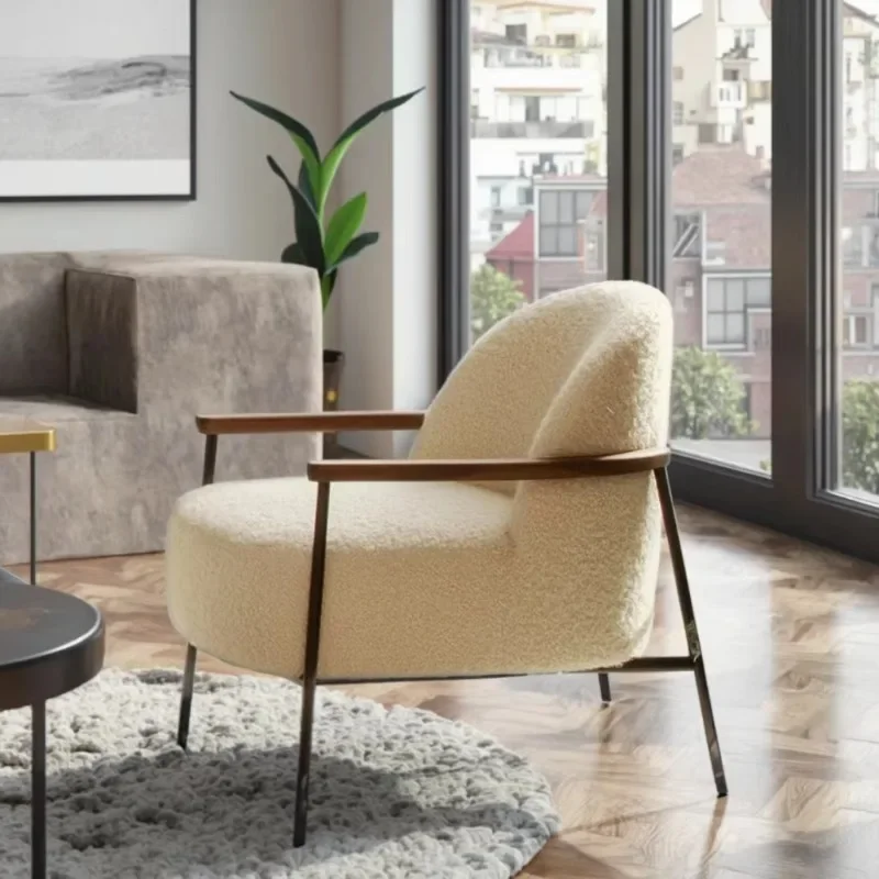 Modern Design Living Room Business Negotiation Metal Fabric Chair Hotel Apartment Leisure Chair