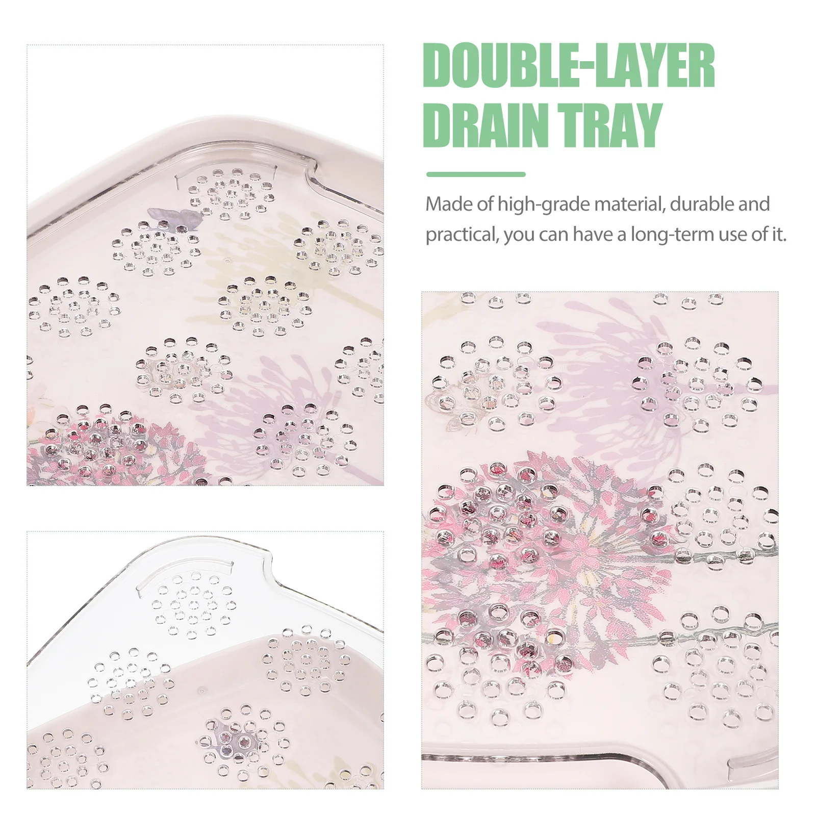 

Double-Layer Tea Cup Drain Tray Multi-Function Decorative Drain Serving Tray for Household Tea Cup Draining Plate