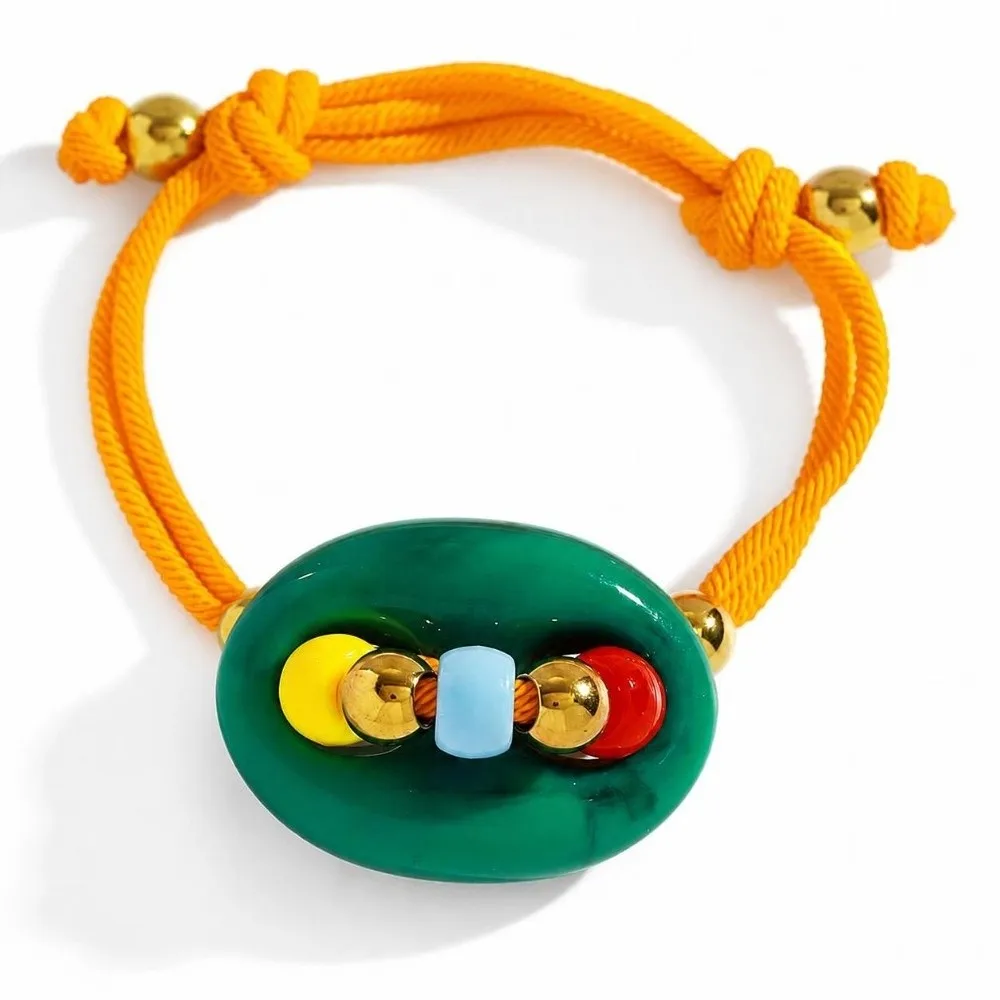 Stylish Adjustable Pig Nose Beaded Bracelet Colorful Handmade Rope Bracelet Vintage Lightweight Bead Wristband Dailywear