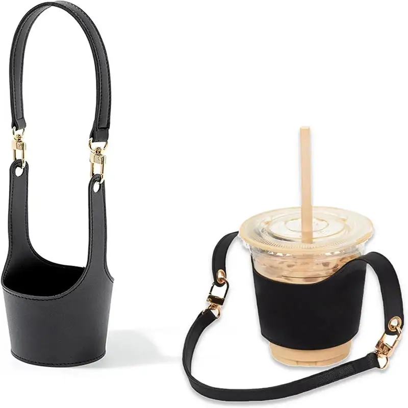 

Leather Cup Cover Pouch Portable Water Bottle Sleeve Bag Leather Carrying Strap Insulating Cups Milk Tea Coffee Cups Accessories