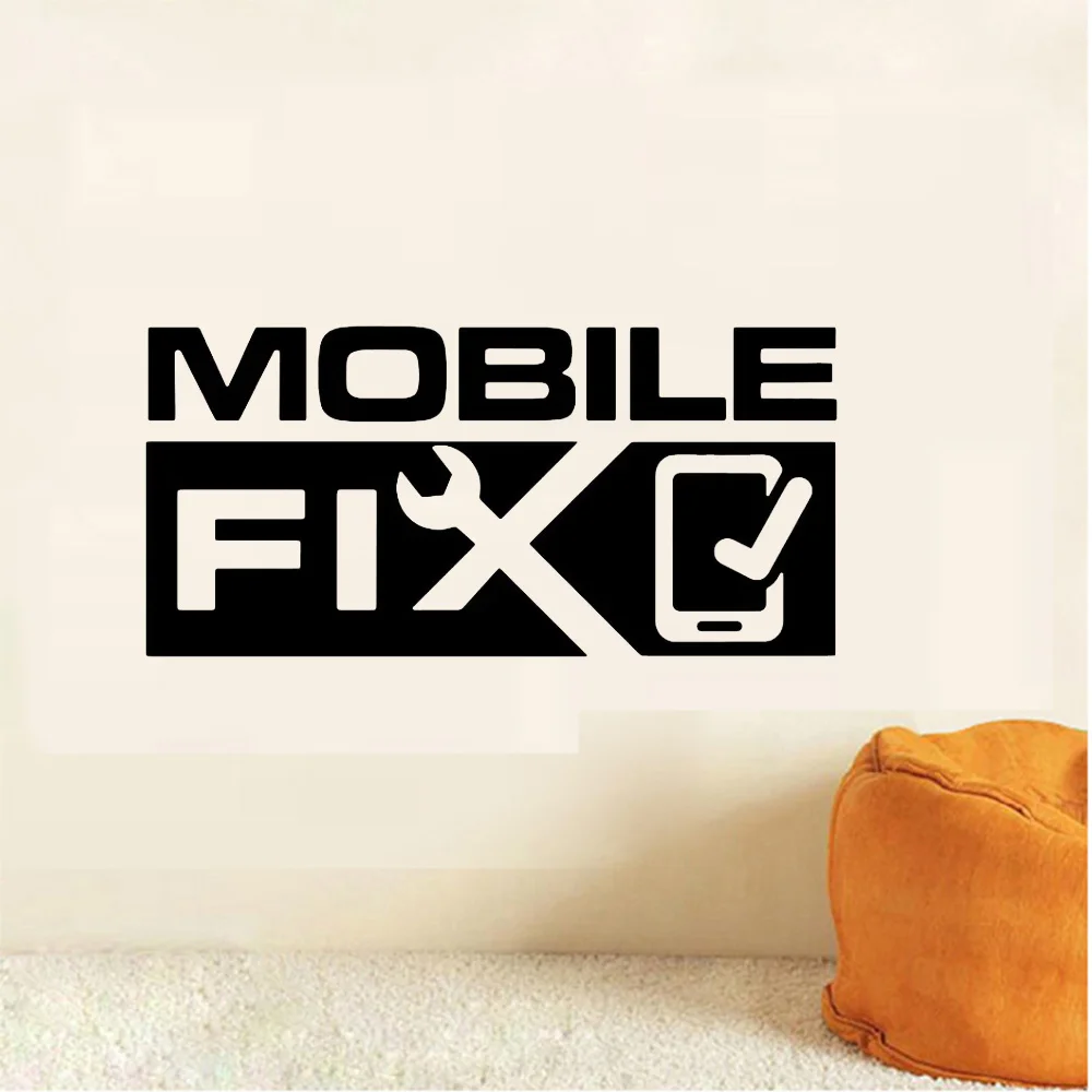 Mobile Repair Fix Logo Window Wall Decal Cellphone Repair Tool Glass Wall Sticker Shop Vinyl Decor Mobile Shop Window Sign