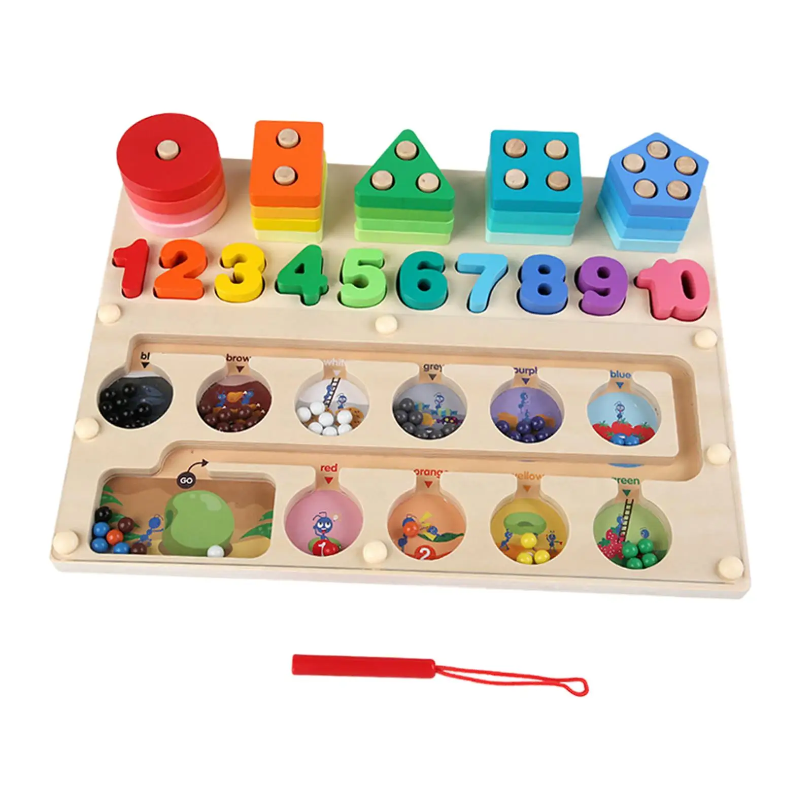 Montessori ของเล่นเพื่อการศึกษาคณิตศาสตร์การตรัสรู้ Magnetic Maze Board จํานวนนับการเรียงลําดับสีสําหรับของขวัญวันเกิดเด็กวัยหัดเดิน