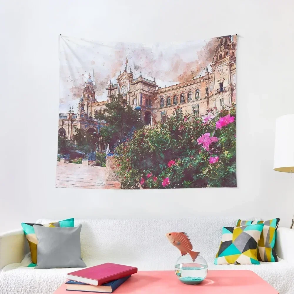

Plaza de Espana, Seville Tapestry Hanging Wall Aesthetic Decoration Wall Decoration Wall Decoration Items Tapestry