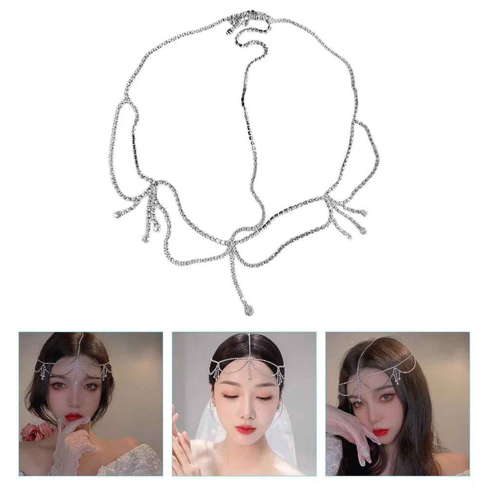 

Delicate Ancient Style Head Chain Shiny Forehead Chain Bridal Head Jewelry Wedding Hair Accessory for Women Women Headdress